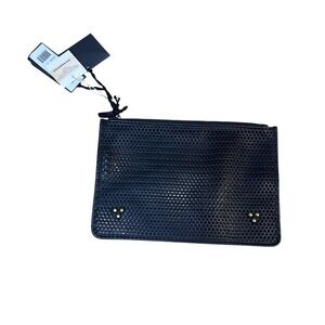 Jerome Dreyfuss Popoche Zipper Pouch Large Perf Noir Black Leather NEW